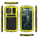 R-JUST Shockproof Waterproof Dust-proof Metal + Silicone Protective Case with Holder For iPhone 12 Pro Max(Yellow)