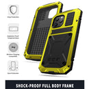 R-JUST Shockproof Waterproof Dust-proof Metal + Silicone Protective Case with Holder For iPhone 12 Pro Max(Yellow)