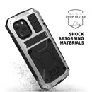 R-JUST Shockproof Waterproof Dust-proof Metal + Silicone Protective Case with Holder For iPhone 12 Pro Max(Silver)