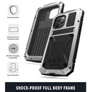 R-JUST Shockproof Waterproof Dust-proof Metal + Silicone Protective Case with Holder For iPhone 12 Pro Max(Silver)