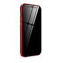 Double Sides Tempered Glass Magnetic Adsorption Metal Frame Anti-peep Screen Case For iPhone 12 / 12 Pro(Red)