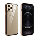 Double Sides Tempered Glass Magnetic Adsorption Metal Frame Anti-peep Screen Case For iPhone 12 / 12 Pro(Gold)