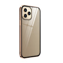 Double Sides Tempered Glass Magnetic Adsorption Metal Frame Anti-peep Screen Case For iPhone 12 / 12 Pro(Gold)