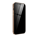 Double Sides Tempered Glass Magnetic Adsorption Metal Frame Anti-peep Screen Case For iPhone 12 / 12 Pro(Gold)