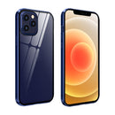 Double Sides Tempered Glass Magnetic Adsorption Metal Frame Anti-peep Screen Case For iPhone 12 mini(Blue)