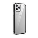 Double Sides Tempered Glass Magnetic Adsorption Metal Frame Anti-peep Screen Case For iPhone 12 mini(Silver)
