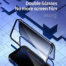 Double Sides Tempered Glass Magnetic Adsorption Metal Frame Anti-peep Screen Case For iPhone 12 mini(Blue)
