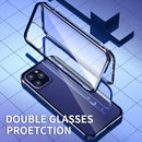 Double Sides Tempered Glass Magnetic Adsorption Metal Frame HD Screen Case For iPhone 12 Pro Max(Silver)