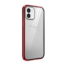 Double Sides Tempered Glass Magnetic Adsorption Metal Frame HD Screen Case For iPhone 12 mini(Red)
