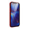 Double Sides Tempered Glass Magnetic Adsorption Metal Frame HD Screen Case For iPhone 12 mini(Red)