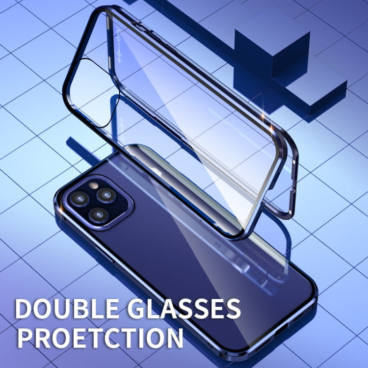Double Sides Tempered Glass Magnetic Adsorption Metal Frame HD Screen Case For iPhone 12 mini(Red)