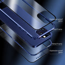 Double Sides Tempered Glass Magnetic Adsorption Metal Frame HD Screen Case For iPhone 12 mini(Blue)