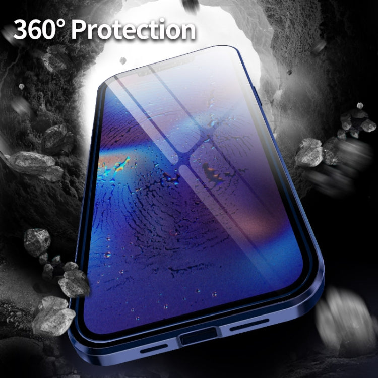Double Sides Tempered Glass Magnetic Adsorption Metal Frame HD Screen Case For iPhone 12 mini(Red)