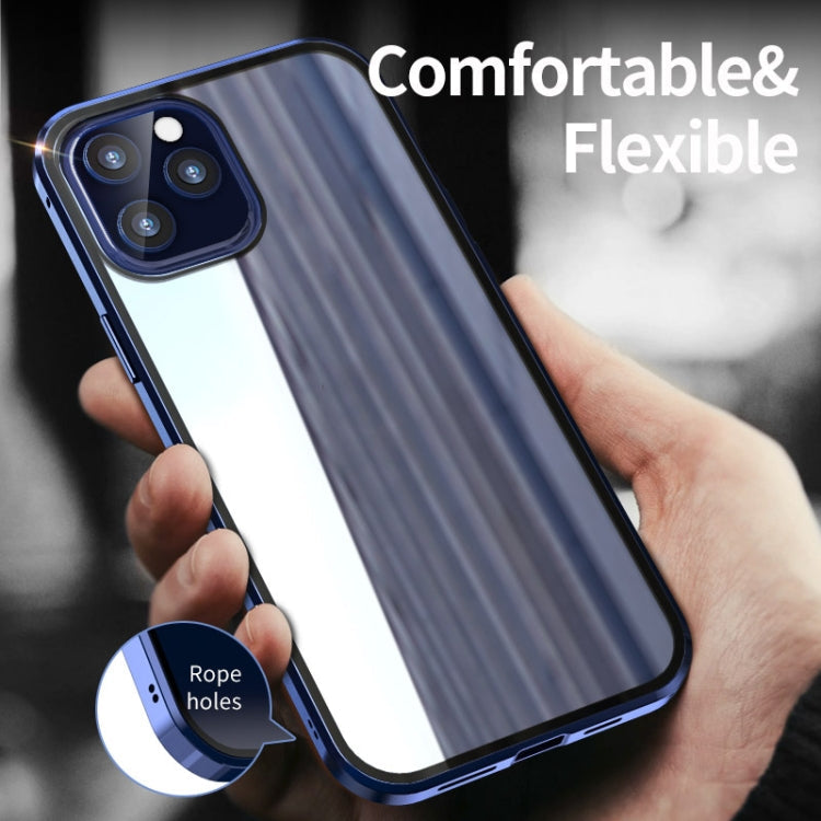 Double Sides Tempered Glass Magnetic Adsorption Metal Frame HD Screen Case For iPhone 12 mini(Red)