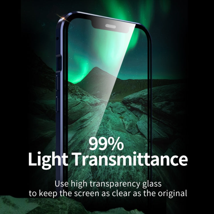 Double Sides Tempered Glass Magnetic Adsorption Metal Frame HD Screen Case For iPhone 12 mini(Red)