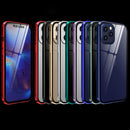 Double Sides Tempered Glass Magnetic Adsorption Metal Frame HD Screen Case For iPhone 12 mini(Blue)