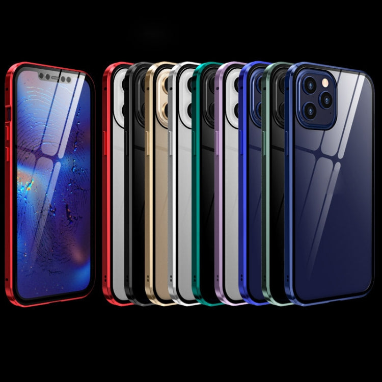 Double Sides Tempered Glass Magnetic Adsorption Metal Frame HD Screen Case For iPhone 12 mini(Red)