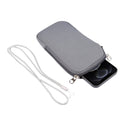 Universal Elasticity Zipper Protective Case Storage Bag with Lanyard For iPhone 12 / 12 Pro / 6.1 inch Smart Phones(Grey)