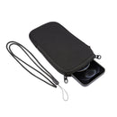 Universal Elasticity Zipper Protective Case Storage Bag with Lanyard For iPhone 12 Pro Max / 6.7-6.9 inch Smart Phones(Black)