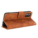 For OPPO Realme 7 Pro Solid Color Skin Feel Magnetic Buckle Horizontal Flip Calf Texture PU Leather Case with Holder & Card Slots & Wallet(Brown)
