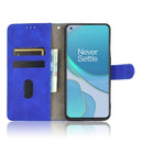 For OnePlus 8T Solid Color Skin Feel Magnetic Buckle Horizontal Flip Calf Texture PU Leather Case with Holder & Card Slots & Wallet(Blue)