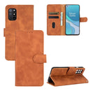 For OnePlus 8T Solid Color Skin Feel Magnetic Buckle Horizontal Flip Calf Texture PU Leather Case with Holder & Card Slots & Wallet(Brown)