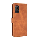 For OnePlus 8T Solid Color Skin Feel Magnetic Buckle Horizontal Flip Calf Texture PU Leather Case with Holder & Card Slots & Wallet(Brown)