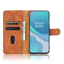 For OnePlus 8T Solid Color Skin Feel Magnetic Buckle Horizontal Flip Calf Texture PU Leather Case with Holder & Card Slots & Wallet(Brown)
