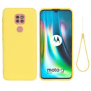 For Motorola Moto G9 Play Pure Color Liquid Silicone Shockproof Full Coverage Case(Yellow)