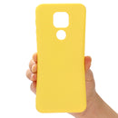 For Motorola Moto G9 Play Pure Color Liquid Silicone Shockproof Full Coverage Case(Yellow)