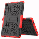 For Samsung Galaxy Tab A7 (2020) T500/T505 Tire Texture TPU+PC Shockproof Case with Holder(Red)
