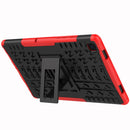 For Samsung Galaxy Tab A7 (2020) T500/T505 Tire Texture TPU+PC Shockproof Case with Holder(Red)