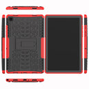 For Samsung Galaxy Tab A7 (2020) T500/T505 Tire Texture TPU+PC Shockproof Case with Holder(Red)