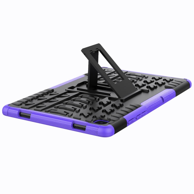 For Samsung Galaxy Tab A7 (2020) T500/T505 Tire Texture TPU+PC Shockproof Case with Holder(Purple)