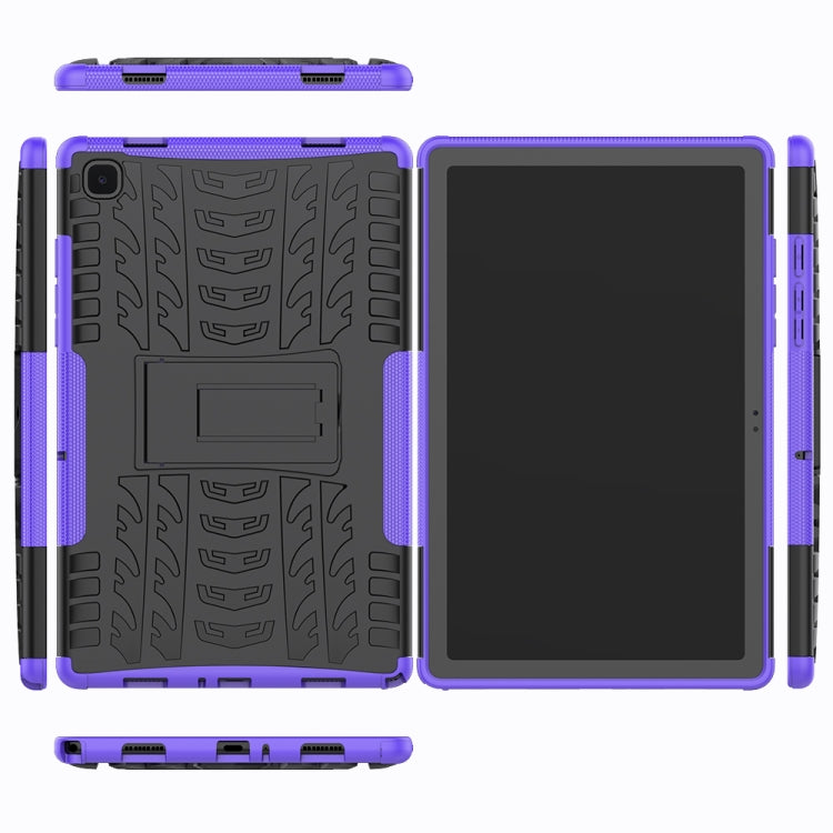 For Samsung Galaxy Tab A7 (2020) T500/T505 Tire Texture TPU+PC Shockproof Case with Holder(Purple)