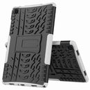 For Samsung Galaxy Tab A7 (2020) T500/T505 Tire Texture TPU+PC Shockproof Case with Holder(White)
