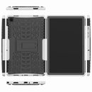 For Samsung Galaxy Tab A7 (2020) T500/T505 Tire Texture TPU+PC Shockproof Case with Holder(White)