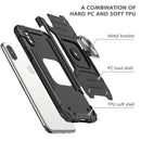 For iPhone X / XS Magnetic Armor Shockproof TPU + PC Case with Metal Ring Holder(Black)
