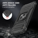 For iPhone X / XS Magnetic Armor Shockproof TPU + PC Case with Metal Ring Holder(Black)