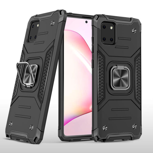 For Samsung Galaxy Note10 Lite / A81 Magnetic Armor Shockproof TPU + PC Case with Metal Ring Holder(Black)