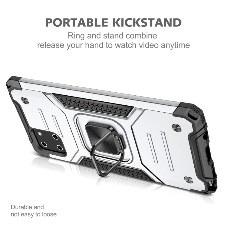For Samsung Galaxy Note10 Lite / A81 Magnetic Armor Shockproof TPU + PC Case with Metal Ring Holder(Silver)