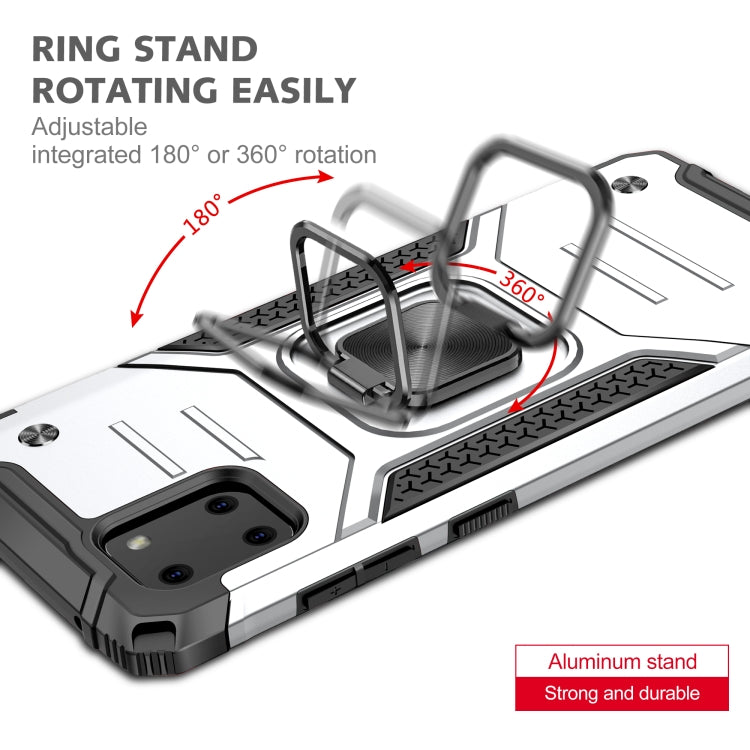 For Samsung Galaxy Note10 Lite / A81 Magnetic Armor Shockproof TPU + PC Case with Metal Ring Holder(Silver)