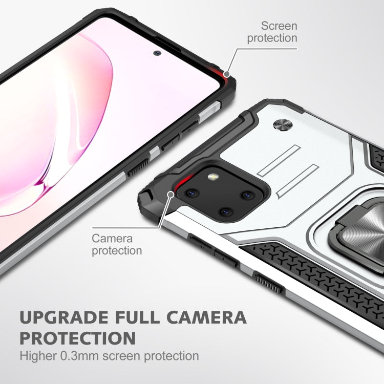 For Samsung Galaxy Note10 Lite / A81 Magnetic Armor Shockproof TPU + PC Case with Metal Ring Holder(Silver)