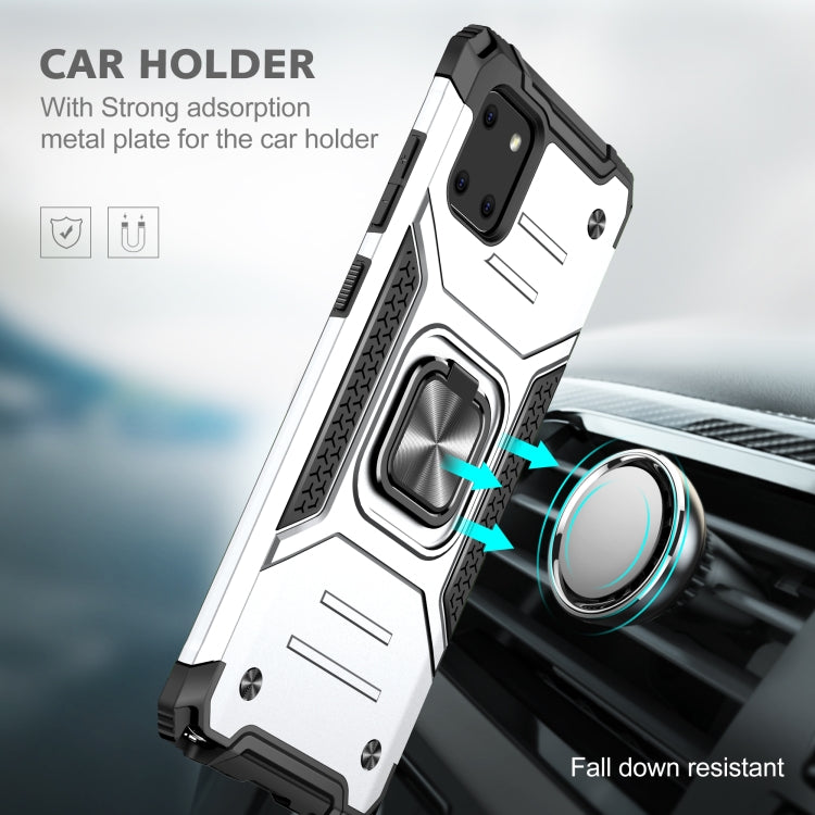 For Samsung Galaxy Note10 Lite / A81 Magnetic Armor Shockproof TPU + PC Case with Metal Ring Holder(Silver)