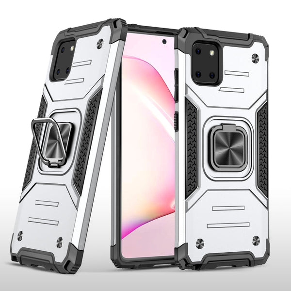 For Samsung Galaxy Note10 Lite / A81 Magnetic Armor Shockproof TPU + PC Case with Metal Ring Holder(Silver)