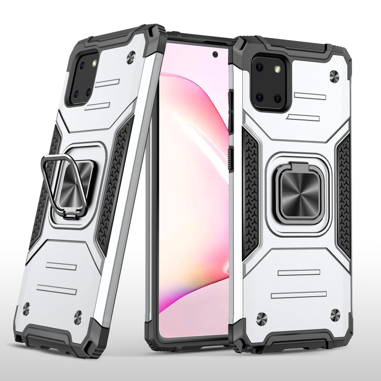 For Samsung Galaxy Note10 Lite / A81 Magnetic Armor Shockproof TPU + PC Case with Metal Ring Holder(Silver)
