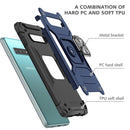 For Samsung Galaxy S10+ Magnetic Armor Shockproof TPU + PC Case with Metal Ring Holder(Blue)