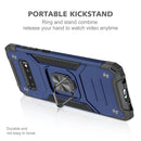 For Samsung Galaxy S10+ Magnetic Armor Shockproof TPU + PC Case with Metal Ring Holder(Blue)
