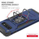For Samsung Galaxy S10+ Magnetic Armor Shockproof TPU + PC Case with Metal Ring Holder(Blue)