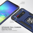 For Samsung Galaxy S10+ Magnetic Armor Shockproof TPU + PC Case with Metal Ring Holder(Blue)
